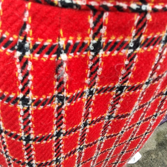 Evan Piccone red boucle vintage kick pleat skirt 8-12 - Picture 15 of 16